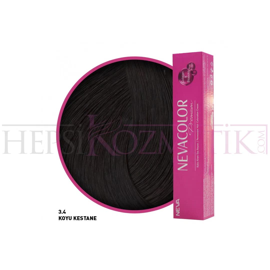 Nevacolor Premium Saç Boyası 3.4 Koyu Kestane 50 Ml