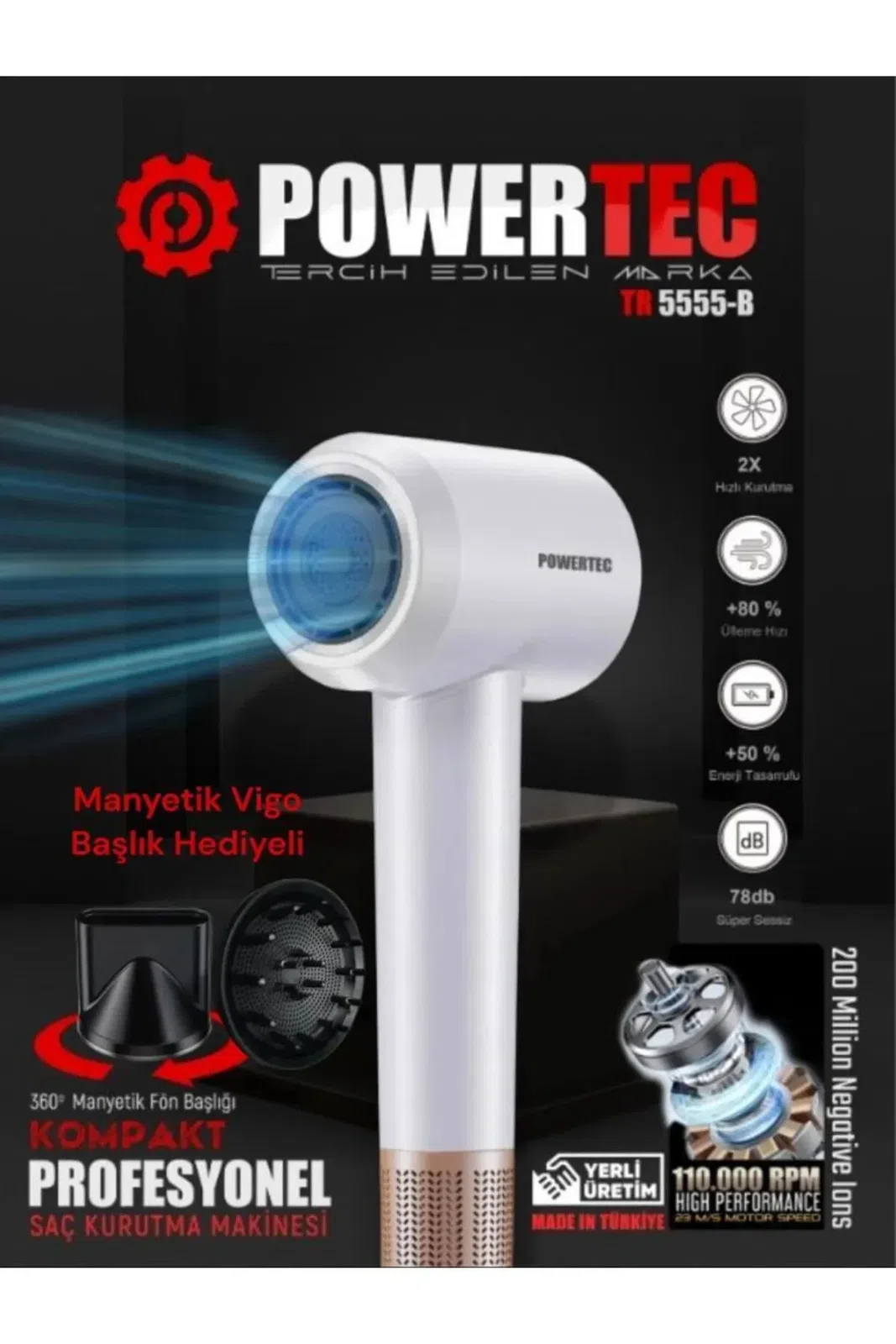 Powertec Fön Makinesi Plazma TR 5555-S